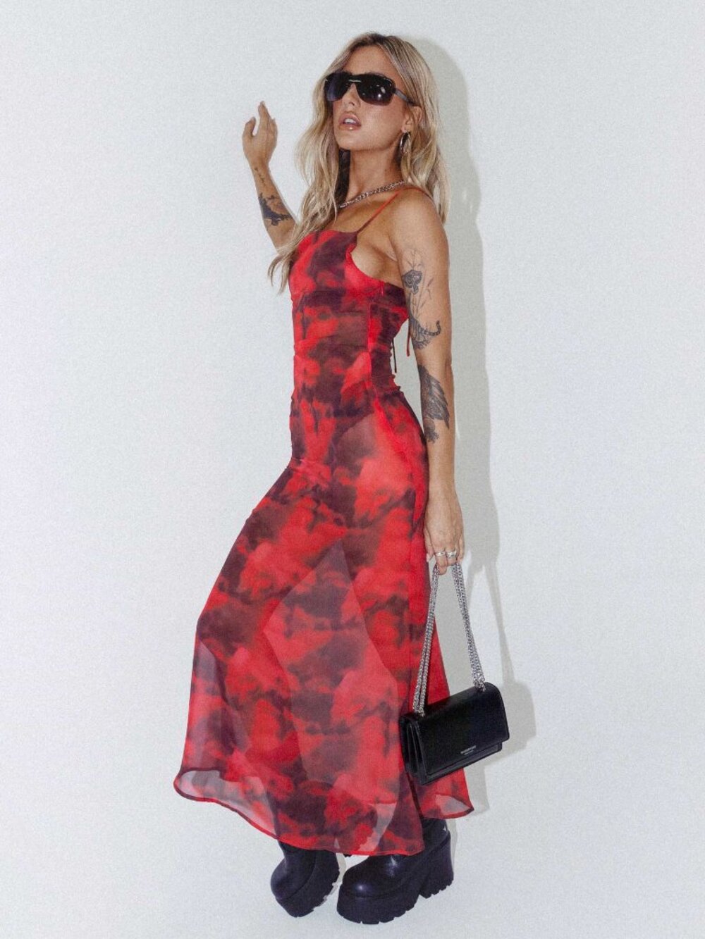 Princess Polly Coralie Maxi Dress Red Floral - US 8